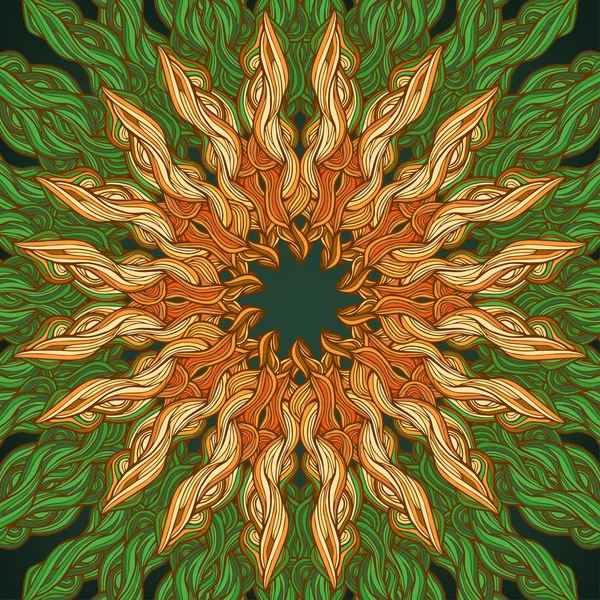 Patrón de encaje redondo ornamental, fondo de círculo con muchos detalles, estilo mandala adornado . — Vector de stock