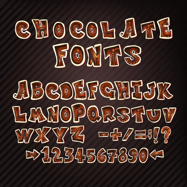 Bunte Schokolade Doodle Abc Buchstaben. — Stockvektor