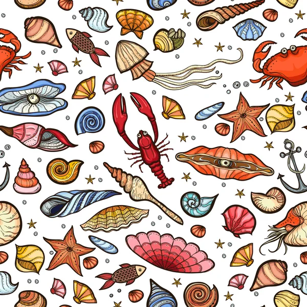 Подводный бесшовный рисунок элементов морской жизни  . — стоковый вектор