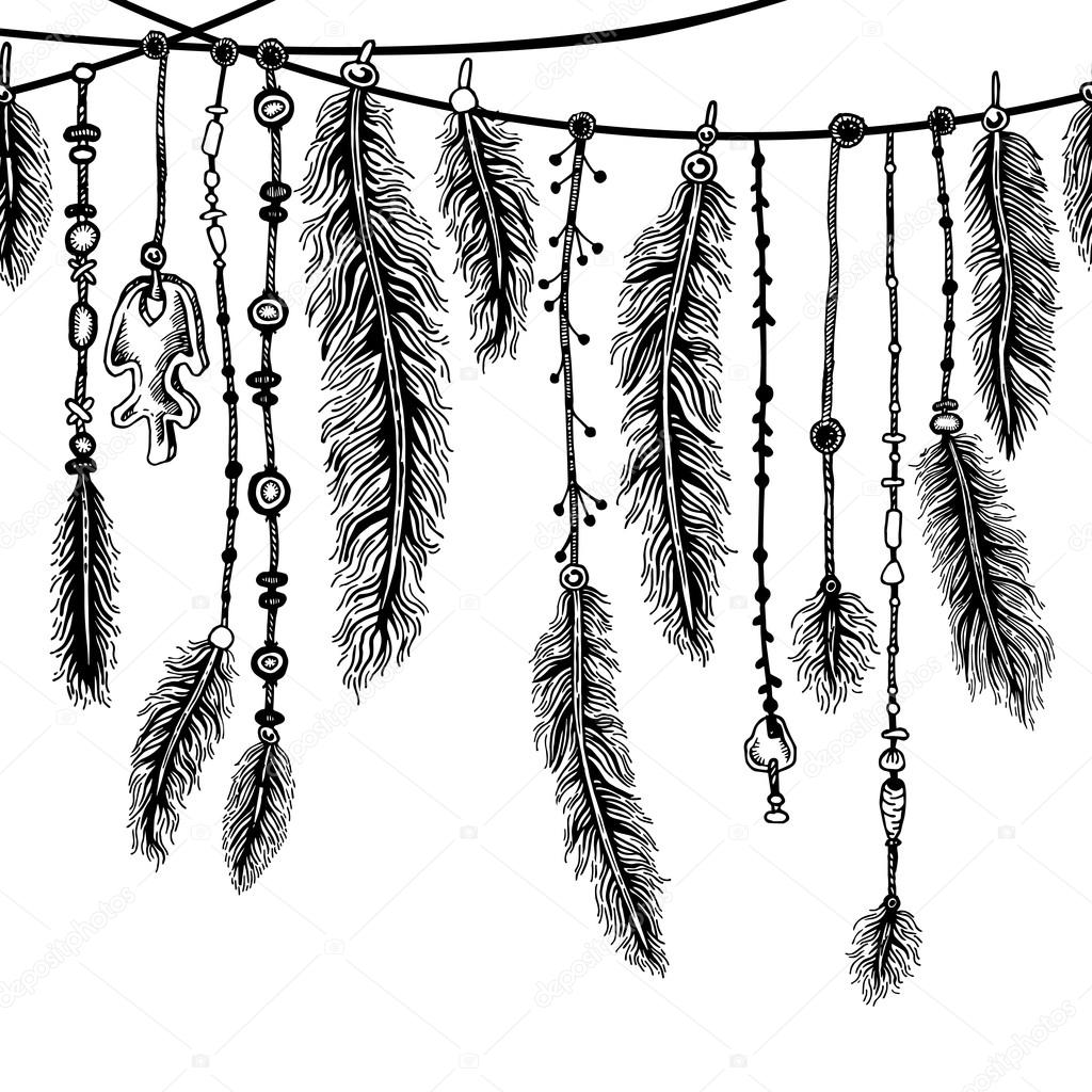 tribal theme background with hand drawn feathers seamless tribal theme background with hand drawn feathers seamless