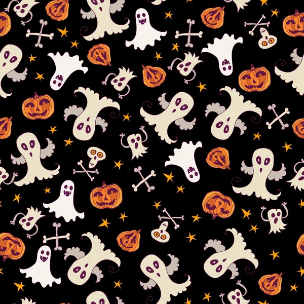 Wzór Ghost Halloween. Bezszwowe jasne dzieci Doodle wzór. Dzień zmarłych. — Wektor stockowy