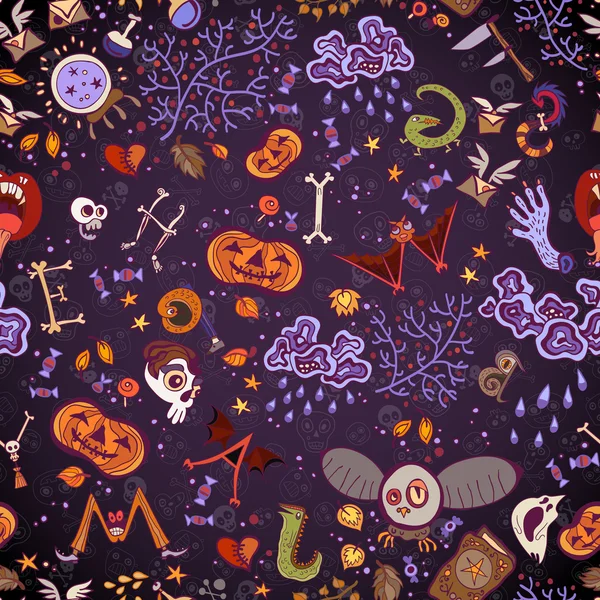 Cadılar Bayramı sorunsuz zeki çocuklar desen doodle. Ölüler Günü ', Halloween Tema. — Stok Vektör