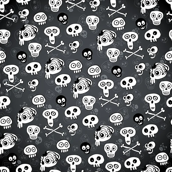 Skull Halloween seamless monochrome pattern — Stock Vector