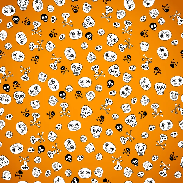 Halloween sem costura brilhante crânio doodle padrão. O dia dos mortos, Tema de Halloween . — Vetor de Stock