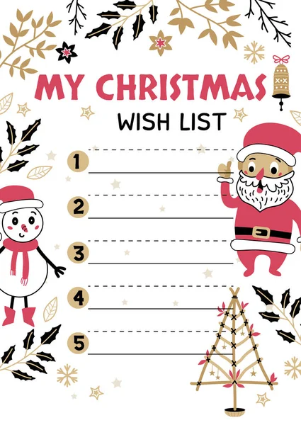 Szablon projektu Christmas Wish List. Ilustracja wektora. — Wektor stockowy