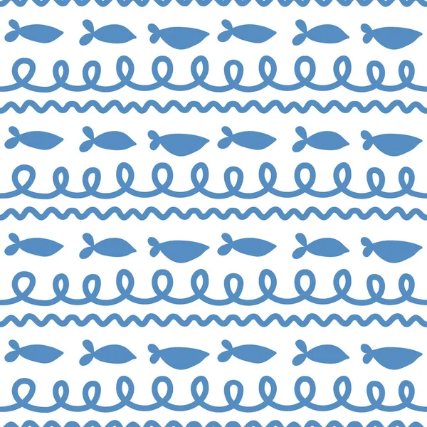 Παιδικό μοτίβο θαλάσσιων παιδιών με υποβρύχια ζώα — Διανυσματικό Αρχείο