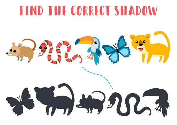 Találd meg a megfelelő árnyékot. Gyerekek tanulás játék. — Stock Vector