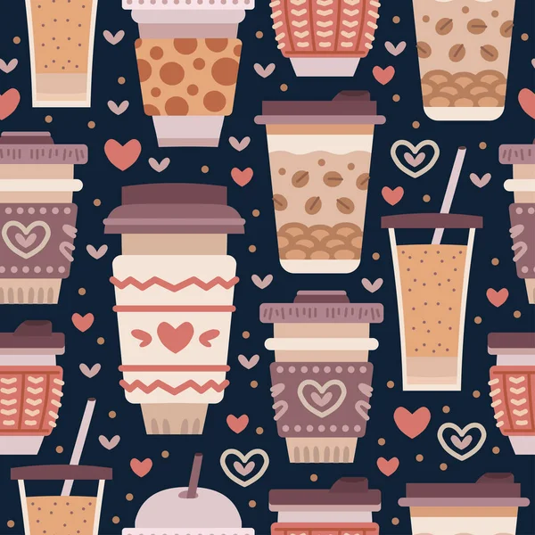 Koffie winkel snoep naadloos patroon. Cafe achtergrond — Stockvector