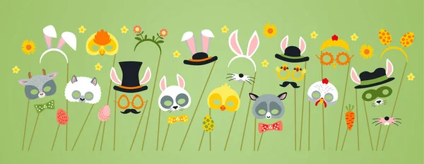 Cute Easter photo booth props party set — Stock Vector
