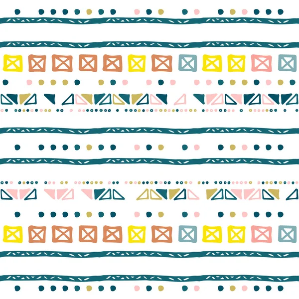 Hand drawn Scandinavian kids stripe seamless pattern — Stock Vector