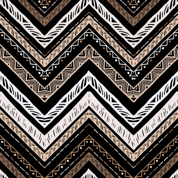 Een naadloos bronzen metalen zigzag chevron patroon. — Stockvector