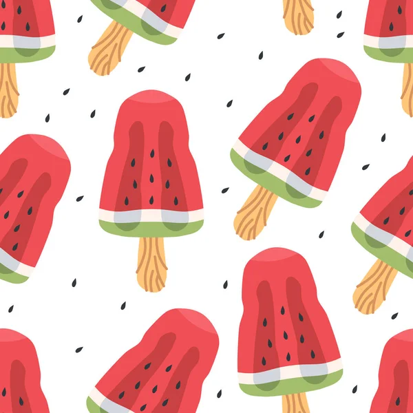 Seamless vector pattern of watermelon slices for print design — 스톡 벡터