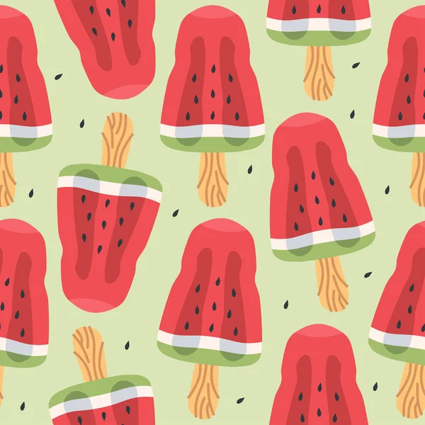 Seamless vector pattern of watermelon slices for print design — 스톡 벡터