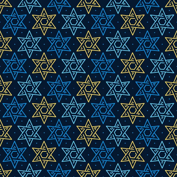 Magen David ster naadloos. Joods Israëlisch symbool patroon voor Chanoeka — Stockvector