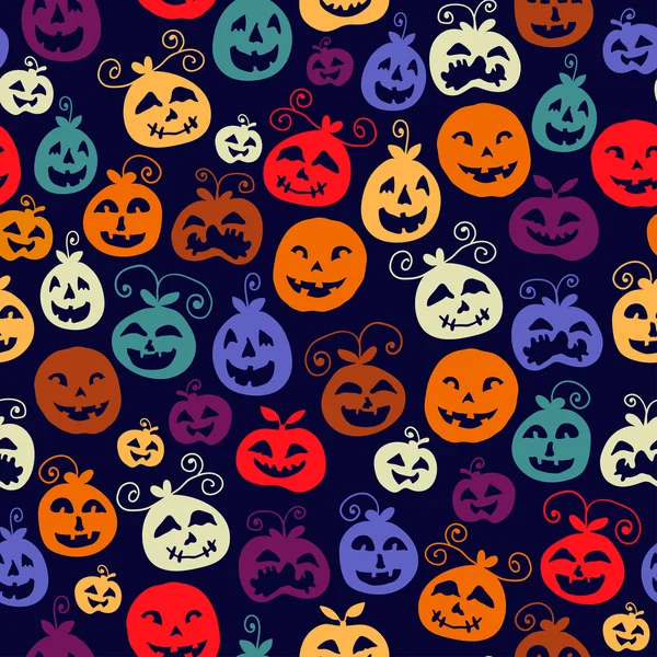 Traditional Halloween carved smiling pumpkins seamless pattern. — Stock Vector