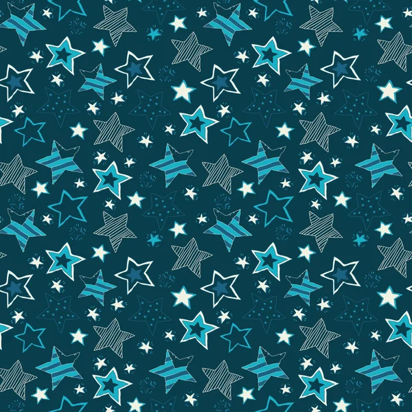 Schetsmatig sterren naadloze herhalen patroon illustratie — Stockvector