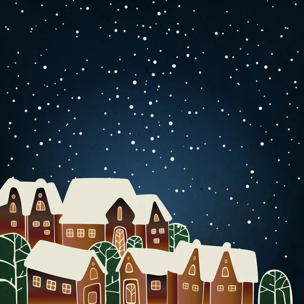 Christmas background with houses — Stock Vector