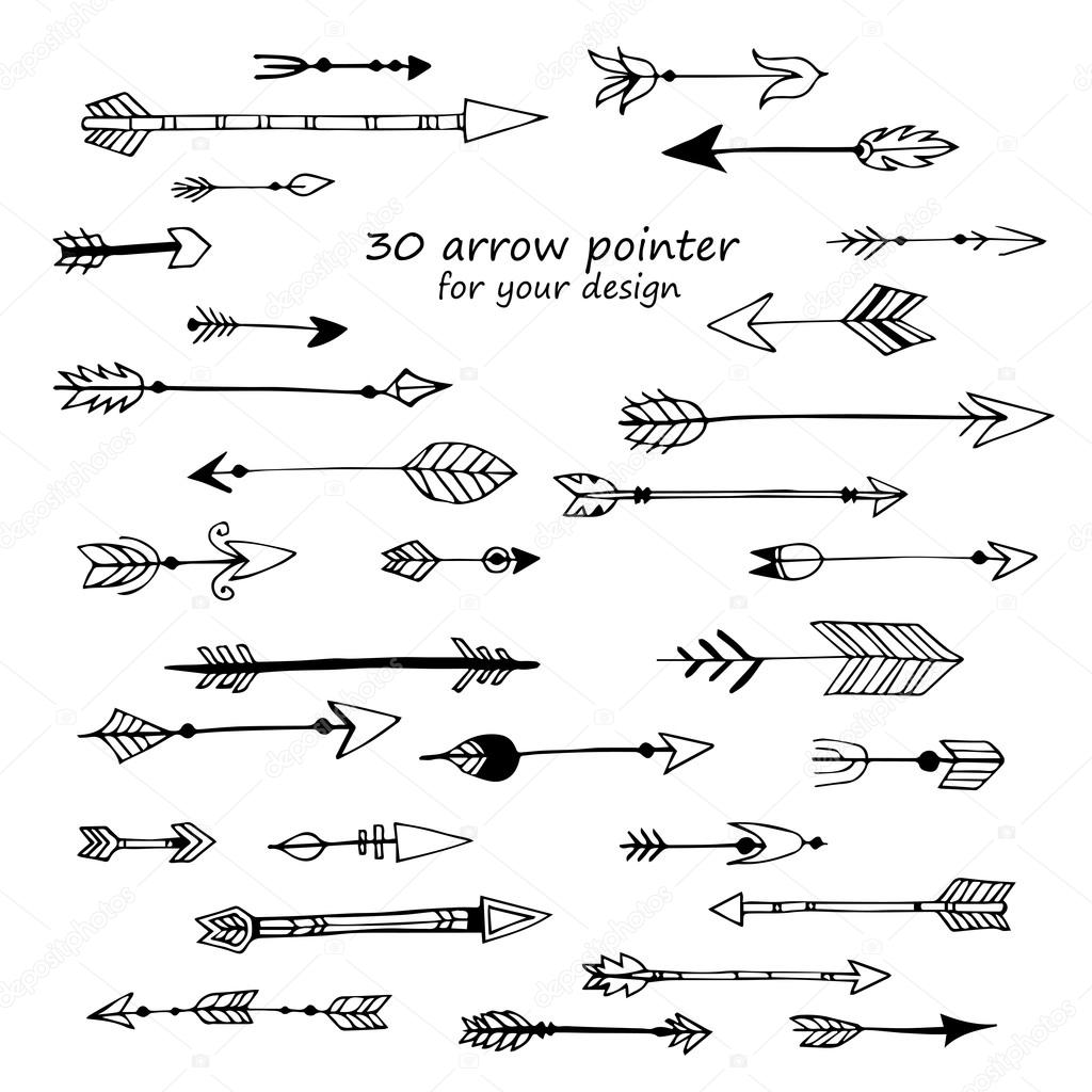 Set with hand-drawn 30 arrows collection