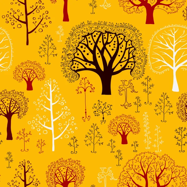 Autumn Pattern with silhouettes of trees. — Stock Vector