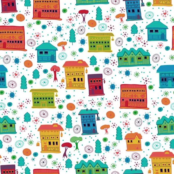 Seamless pattern of narrow houses. — Stock Vector