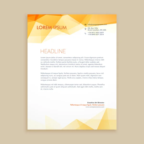 yellow low poly business letterhead