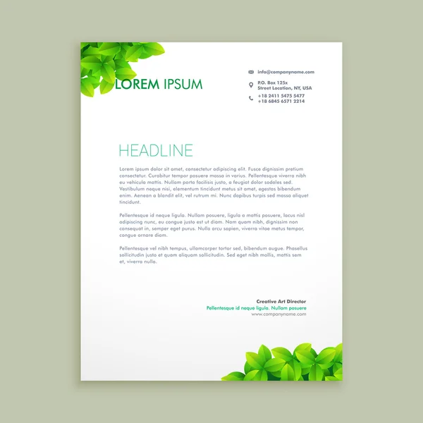 eco green leaf letterhead design