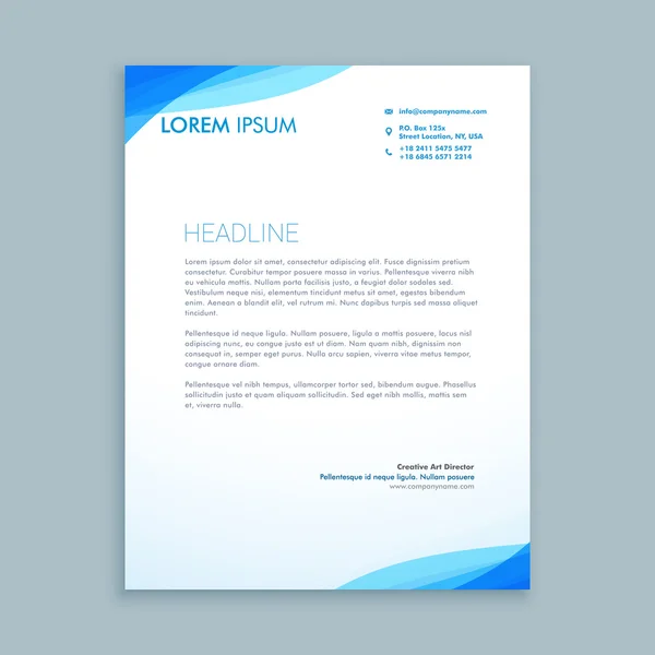 Design de papier à en-tête d'entreprise vague bleue — Image vectorielle