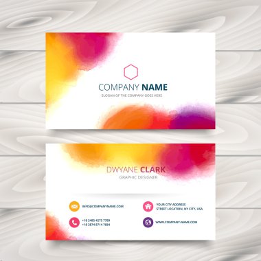 renkli mürekkep stili kartvizit tasarım şablonu