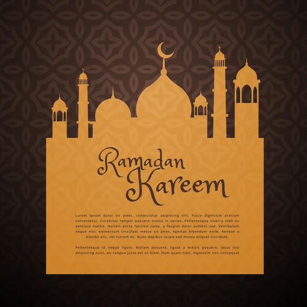 Ramazan tebrik kartı ile cami siluet — Stok Vektör