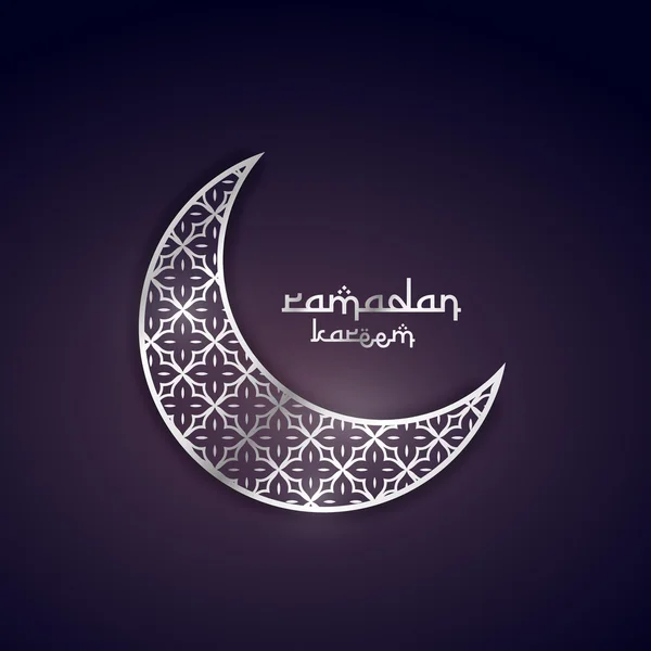 Рамадан Карим приветствие дизайн с серебряной луны с узором — стоковый вектор