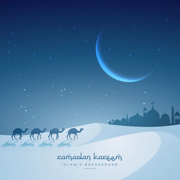camel walking towards masjid ramadan kareem festival greeting