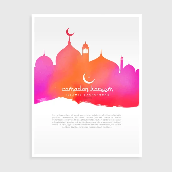 ramadan flyer with mosque in colorful watercolor ink style