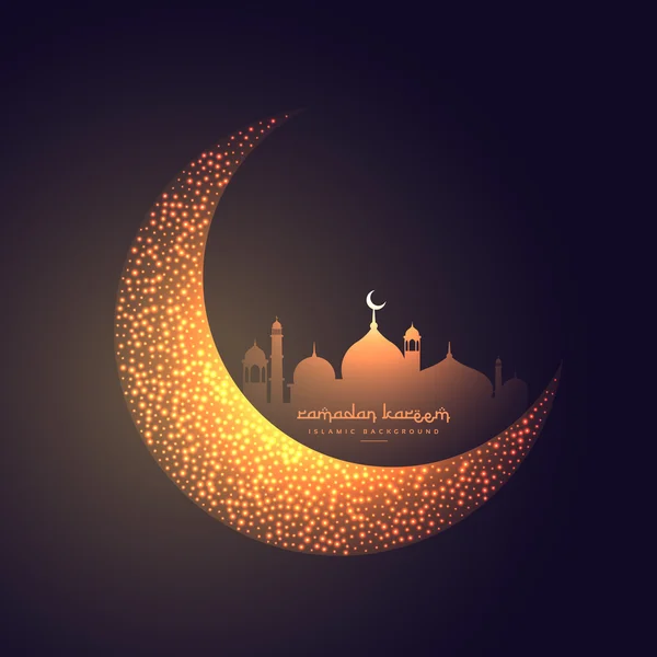 Beautiful moon and mosque design — Stock Vector