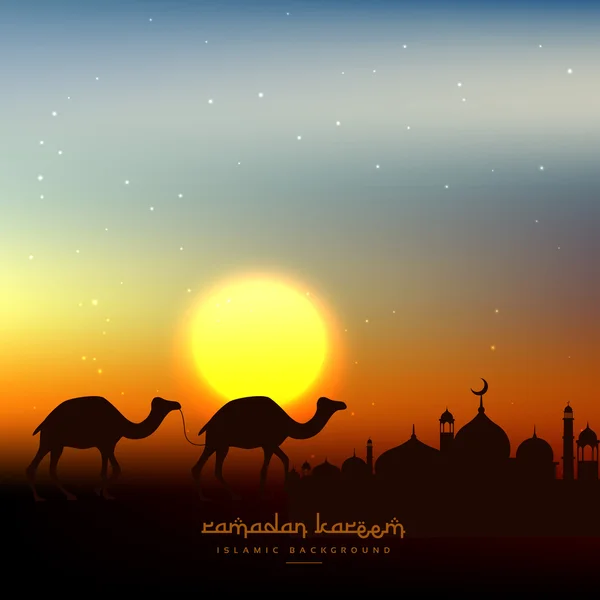 Ramadan kareem tło w wieczorne niebo słońce — Wektor stockowy
