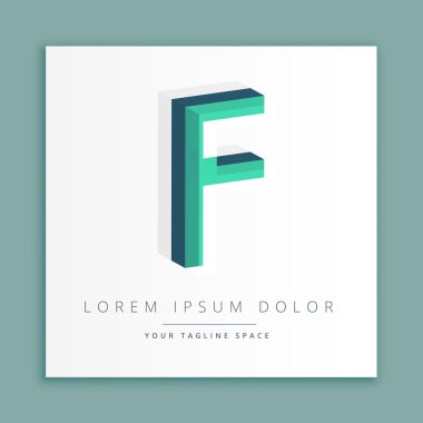 F harfi ile 3D soyut stil logosu