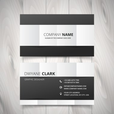 siyah ve beyaz temiz kartvizit vektör tasarımı