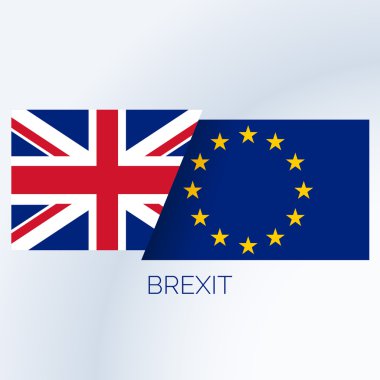 brexit kavramı arka plan ile İngiltere ve AB bayrakları