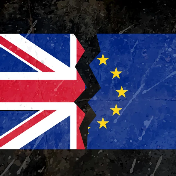 UK i złamane koncepcja flagi UE — Wektor stockowy