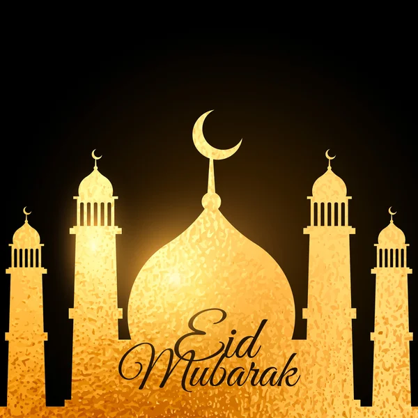 Eid festival fundo com mesquita dourada — Vetor de Stock