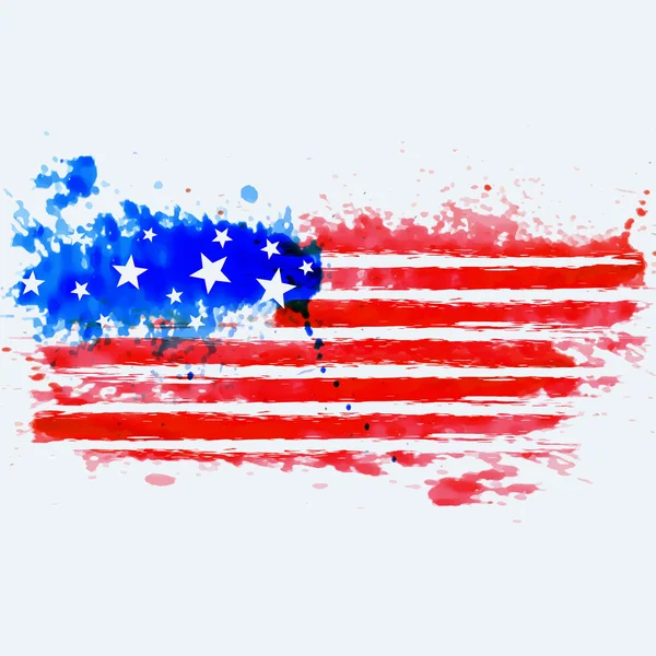 Amerikan bayrağı suluboya ile yapılan — Stok Vektör