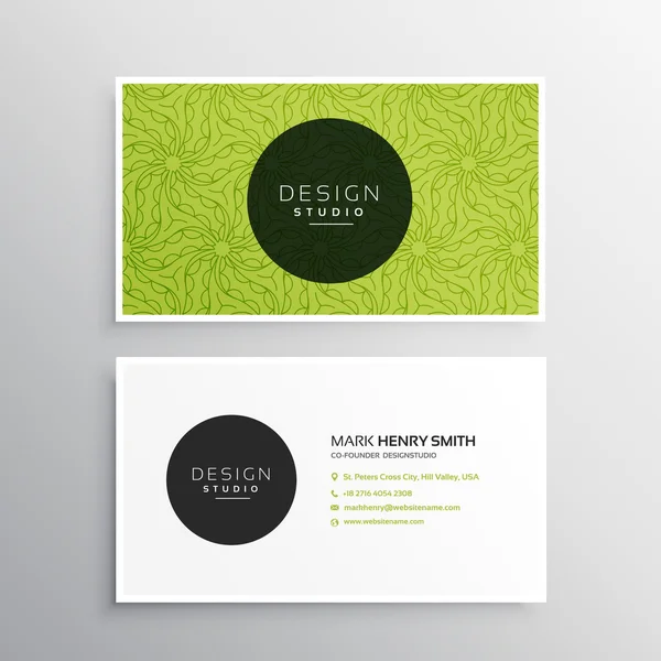 Plantilla de tarjeta de visita en patrón verde — Archivo Imágenes Vectoriales