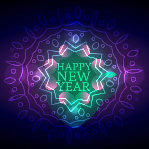neon ornamental style happy new year card