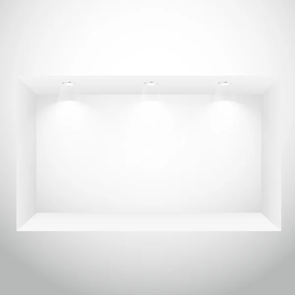 Empty display window with spot lights — Stock Vector
