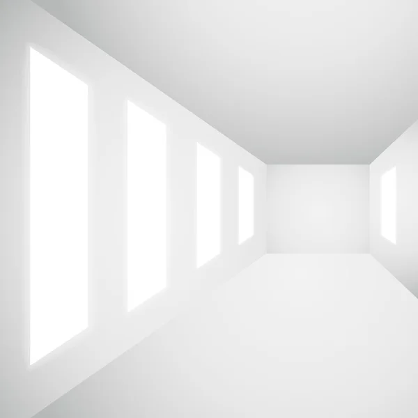 Galerie intérieure fenêtres chambre vide — Image vectorielle