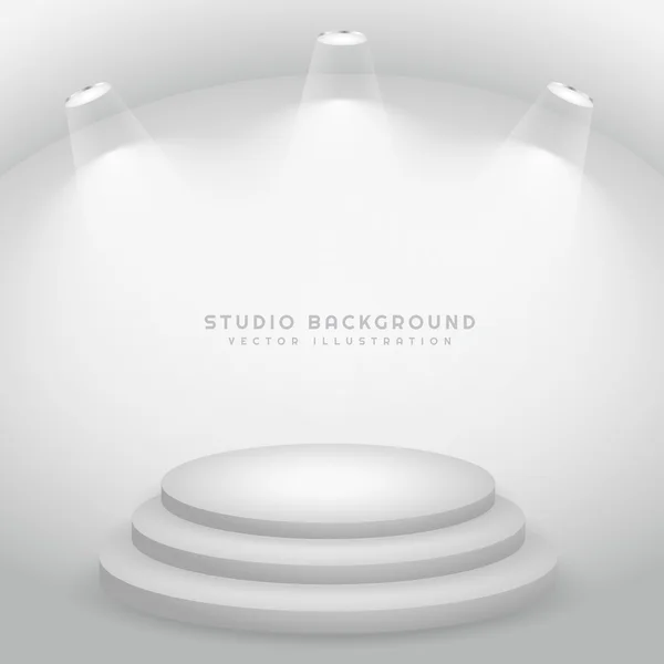 Studio verlichting op stadium podium vectorillustratie — Stockvector