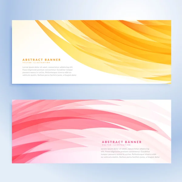 Abstract wavy banners set in yellow and pink color — Stock Vector