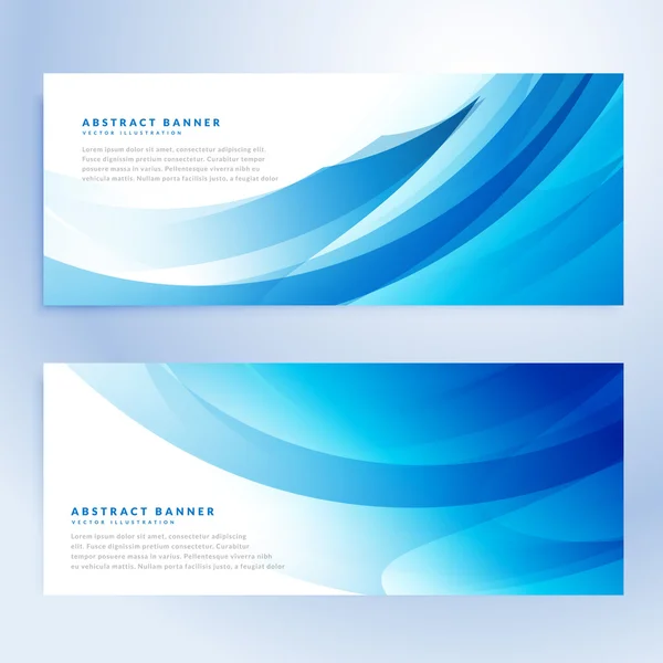 Abstracte golvende blauwe banners set — Stockvector