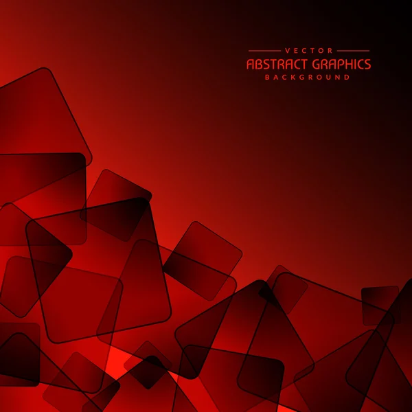 Fondo rojo con formas cuadradas negras abstractas — Vector de stock