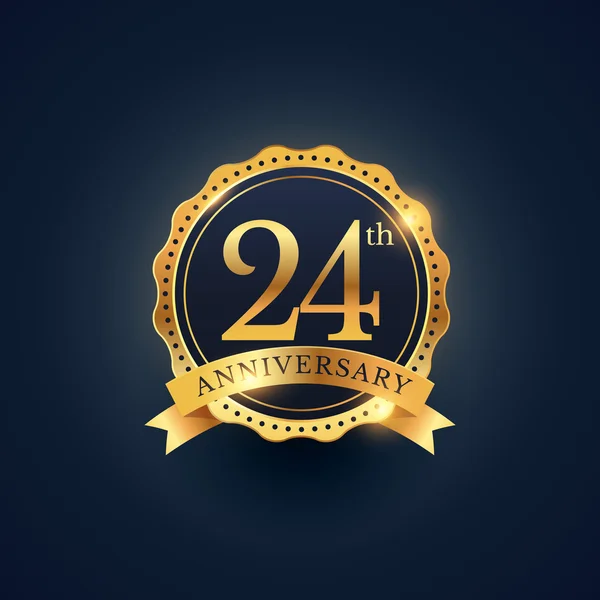Etiqueta de insignia de celebración del 24º aniversario en color dorado — Archivo Imágenes Vectoriales