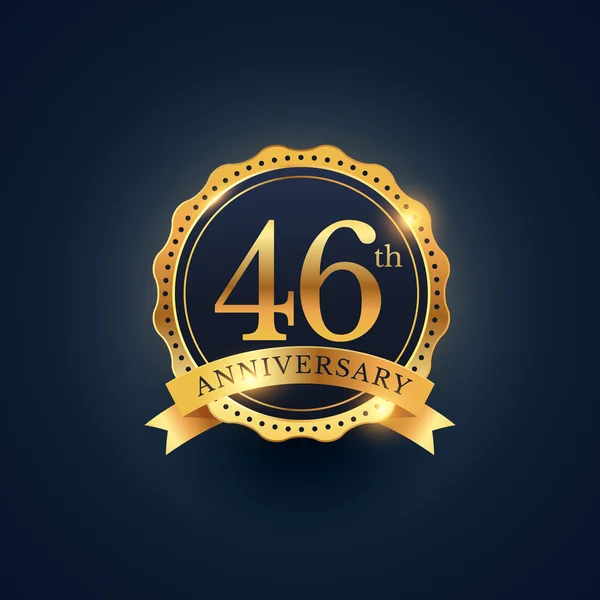 Étiquette d'insigne de célébration du 46e anniversaire en couleur dorée — Image vectorielle